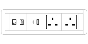 Mediaport M11 UK (2x230V + USB A charger/USB C charger + HDMI/RJ45) x 2
