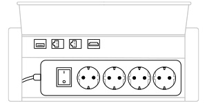 mediaport M14H Schuko (4x230V, 2xRJ45, 1xUSB A-A, 1xHDMI) x 1, tworzywowy