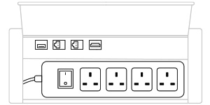 mediaport M14H UK (4x230V, 2xRJ45, 1xUSB A-A, 1xHDMI) x 1, tworzywowy